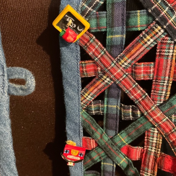 Casey & Max Vintage Vest Denim & Plaid Christmas School Large Blue Red Green - Picture 8 of 11
